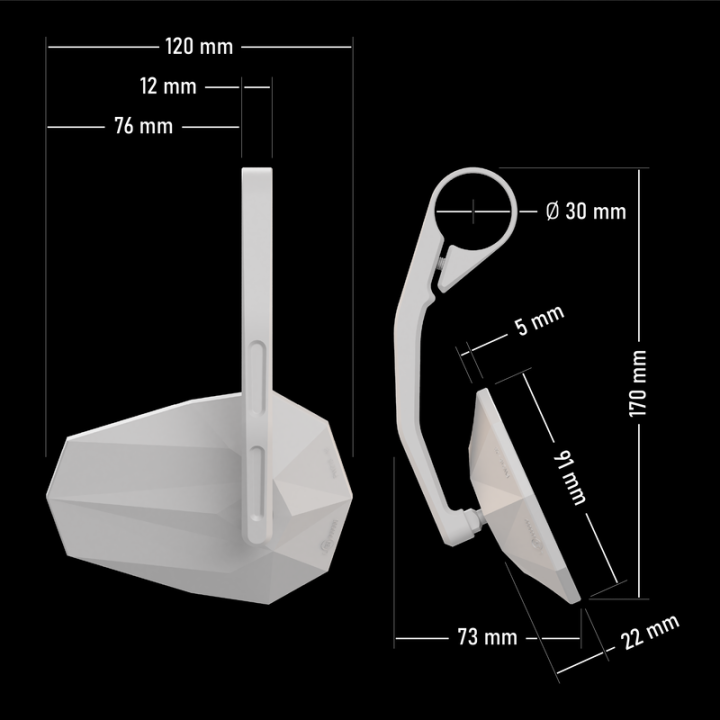 Rétroviseur d'embout de guidon HIGHSIDER pro Stealth-X6 long – noir mat – à l'unité