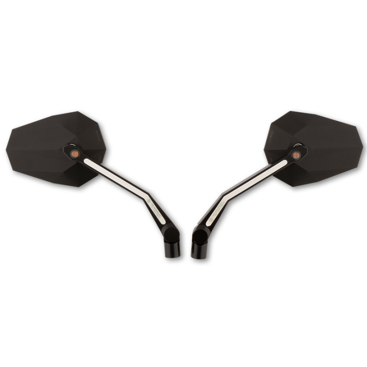 Rétroviseur de guidon HIGHSIDER pro Stealth -X4 avec clignotants et feux de position LED - noir - la paire