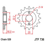Kit chaîne EK/JT 520 SRX2 - 15/42-104 - Couronne acier standard - Necessite un porte couronne JT SPROCKETS