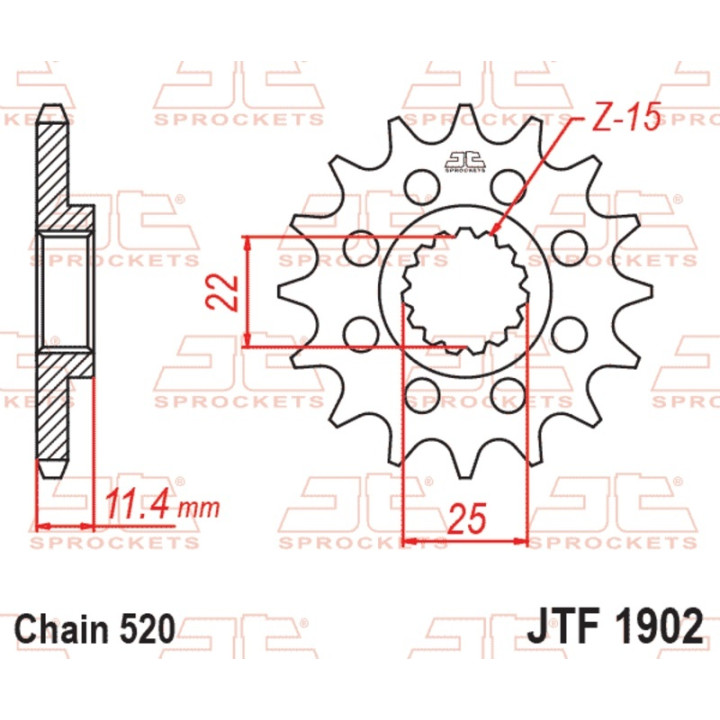Kit chaîne EK/JT 520SRX2 15/45 - couronne ultra-light
