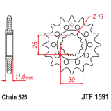 Kit chaîne EK/JT 525 SRX2 - 15/46-122 - Couronne acier standard