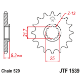 EK/JT Kit chaîne 520 SROZ2 - 14/43-112 - Couronne acier standard