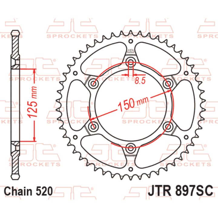 Kit chaîne EK/JT 520 SRX2 - 15/48-114 - Couronne acier anti-boue