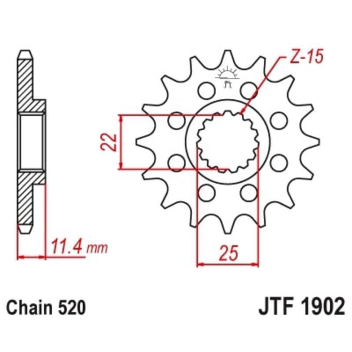 Kit chaîne EK/JT 520 SRX2 - 16/42-114 - Couronne acier standard