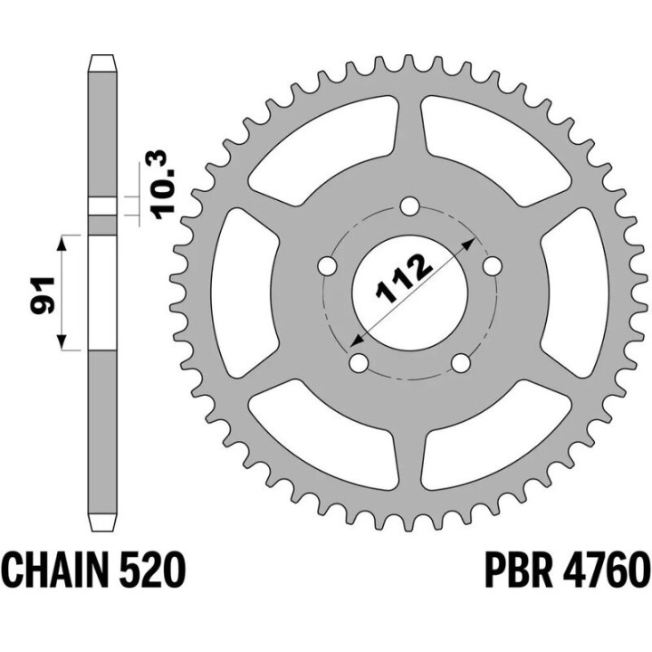 Kit chaîne EK/PBR 520 H - 14/46-112 - Couronne acier standard
