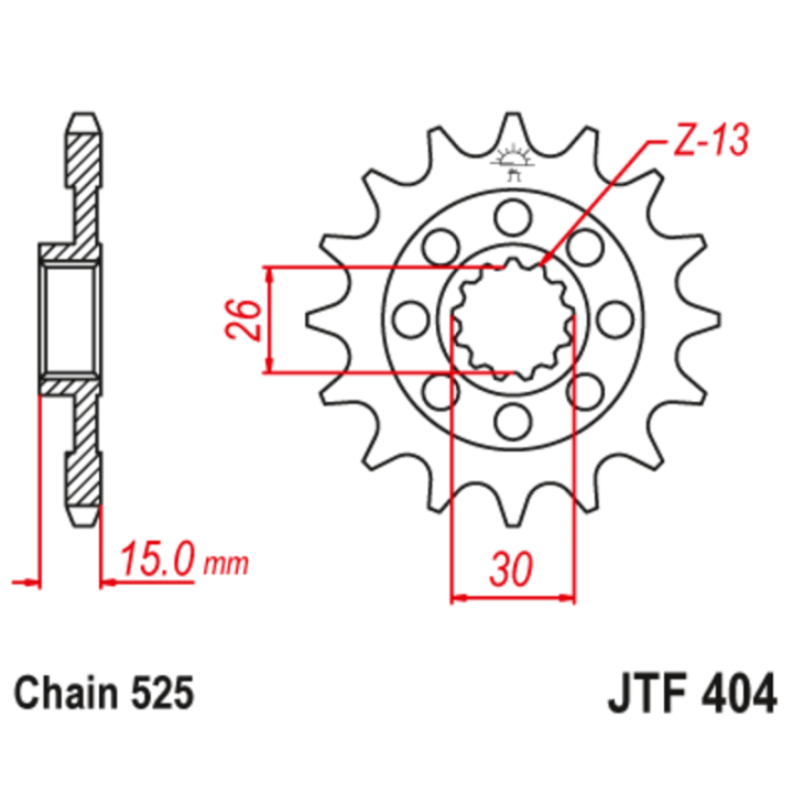 Kit chaîne EK/JT 525 MVXZ2 - 17/47-122 - Couronne acier standard