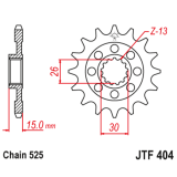 Kit chaîne EK/JT 525 MVXZ2 - 17/46-122 - Couronne acier standard