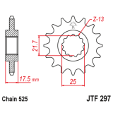 Kit chaîne EK/JT 525 SROZ2 - 15/41-116 - Couronne acier standard