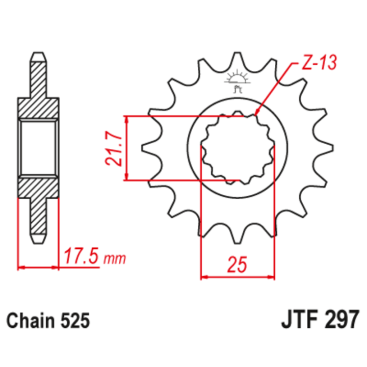 Kit chaîne EK/JT 525 SROZ2 - 15/41-116 - Couronne acier standard