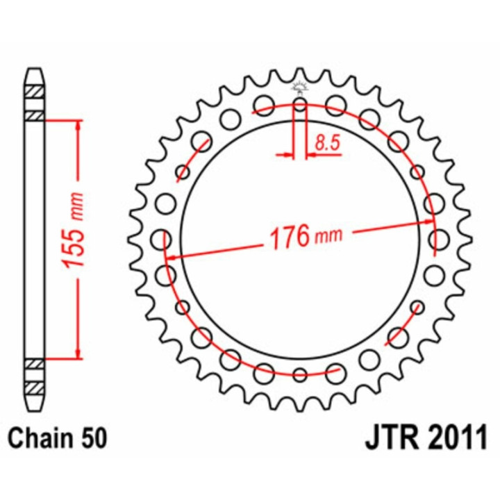 Kit chaîne EK/JT 530ZVX3 18/45 - couronne standard