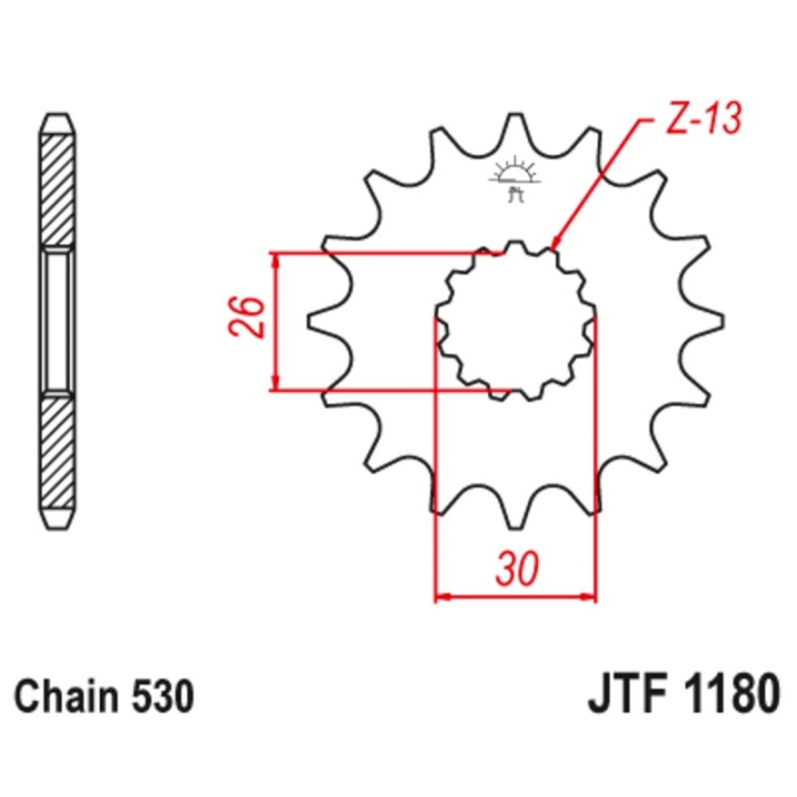 Kit chaîne EK/JT 530ZVX3 18/45 - couronne standard