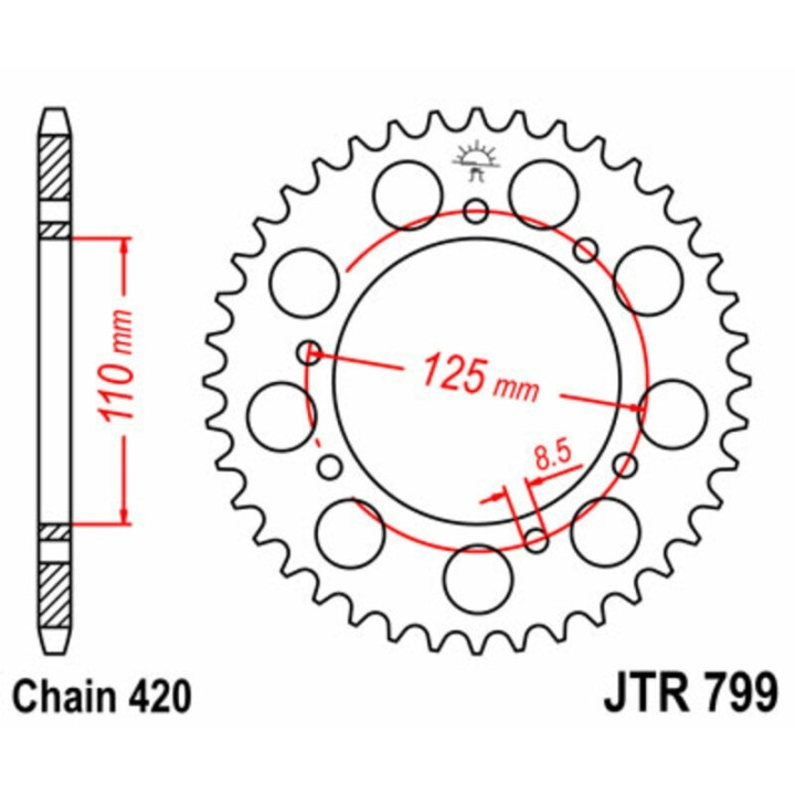 Kit chaîne EK/JT 420SH 12/50 - couronne standard