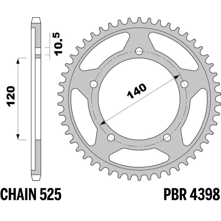 Kit chaîne EK/PBR 525 ZVX3 - 17/41-112 - Couronne acier standard