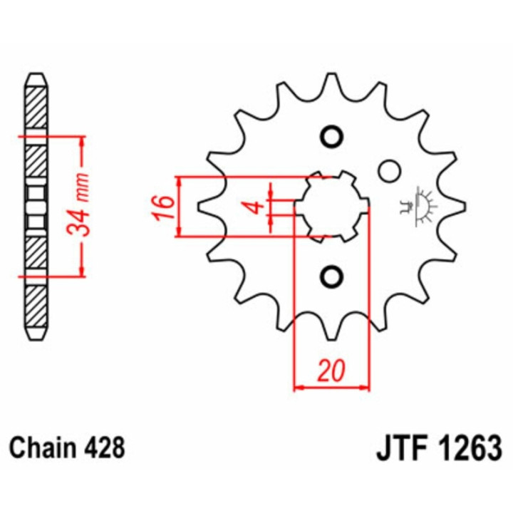 Kit chaîne EK/JT 428SR 16/45 - couronne standard