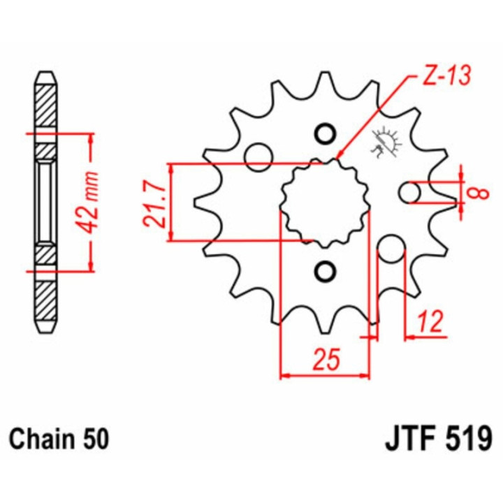 Kit chaîne EK/JT 530SRX2 16/42 - couronne standard