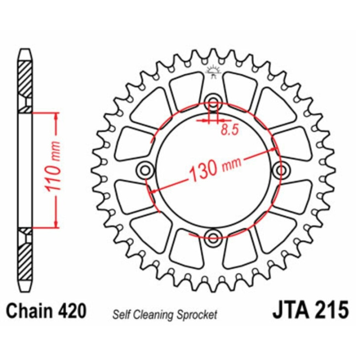 Kit chaîne EK/JT 420SH 15/50 - couronne ultra-light anti-boue