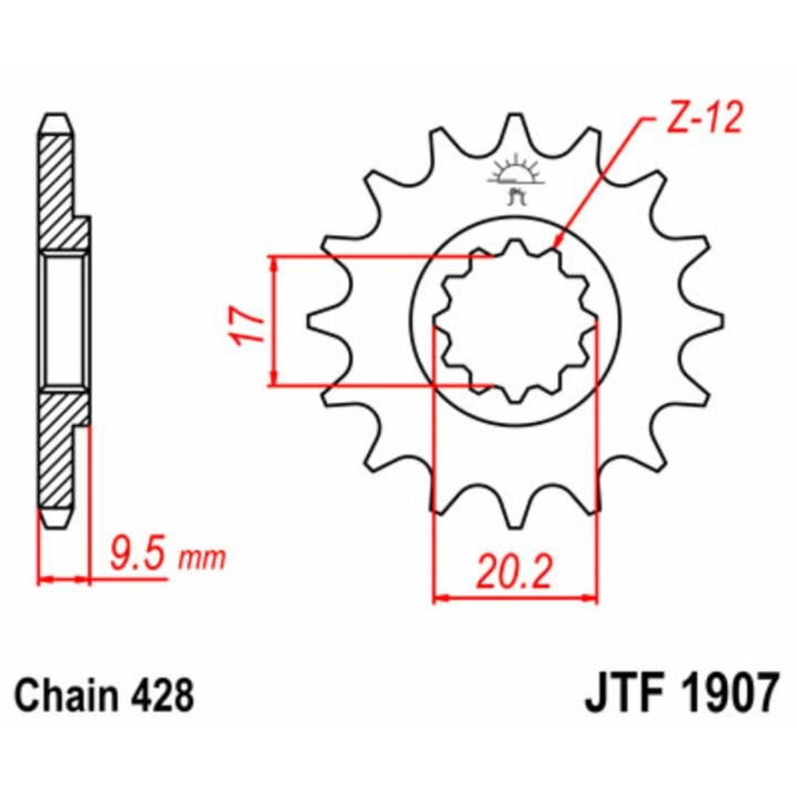 Kit chaîne EK/JT 428SHDR 14/46 - couronne standard