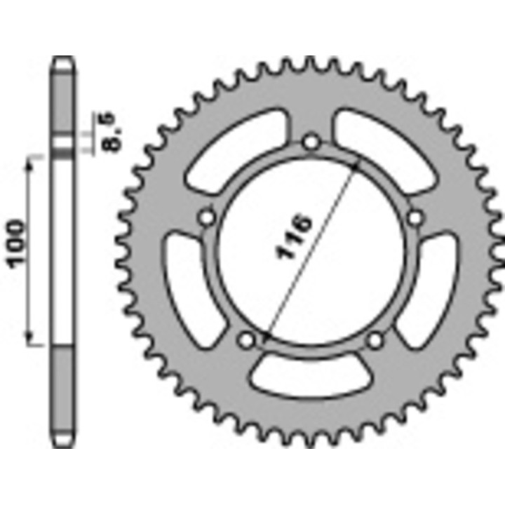 Kit chaîne EK/PBR 420SH 13/44 - couronne standard
