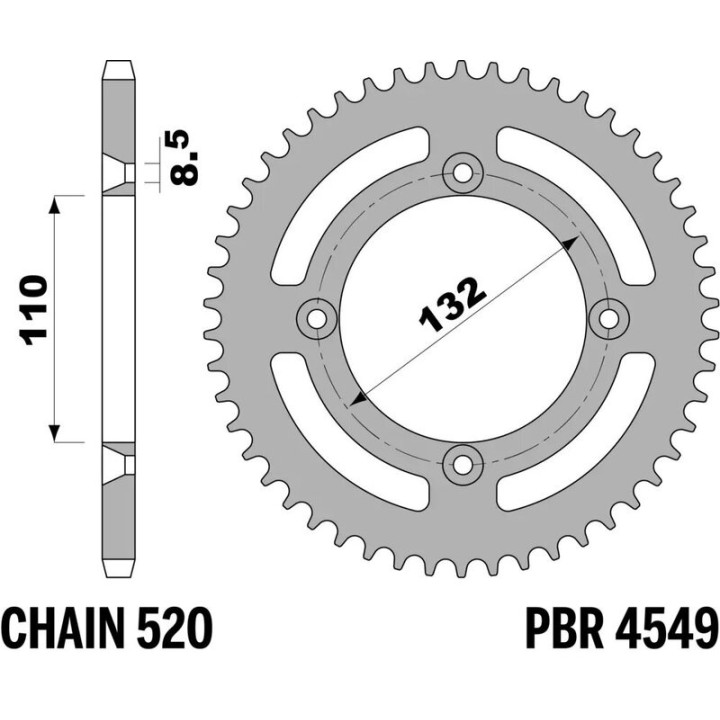 Kit chaîne EK/PBR 520 MRD7 - 12/48-118 - Couronne acier standard