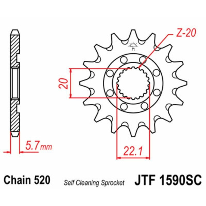 Kit chaîne EK/JT 520SRX2 13/52 - couronne ultra-light