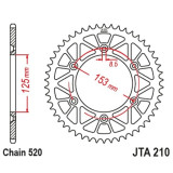 Kit chaîne EK/JT 520M3 13/52 - couronne ultra-light