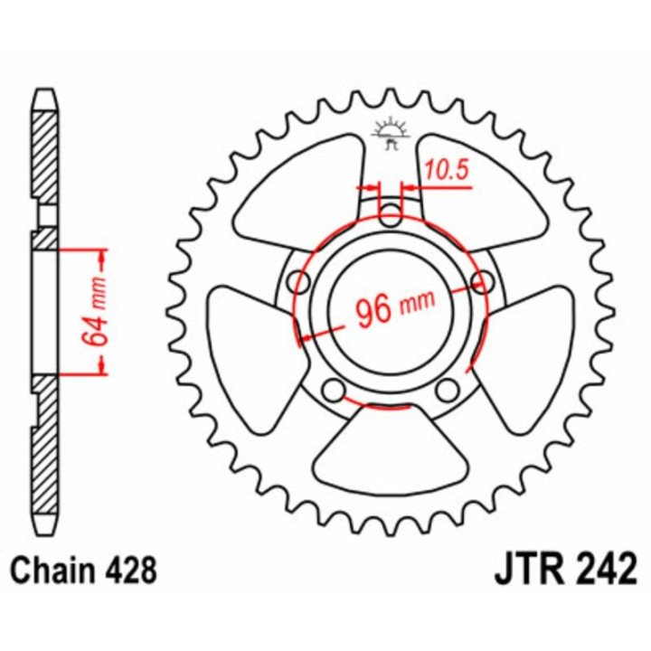 Kit chaîne EK/JT 428ZVX 15/53 - couronne standard