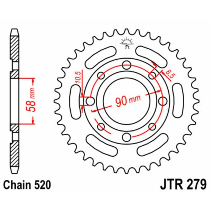 Kit chaîne EK/JT 520SRX2 13/35 - couronne standard