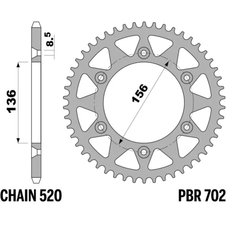 Kit chaîne EK/PBR 520SRX2 13/51-114 - couronne standard