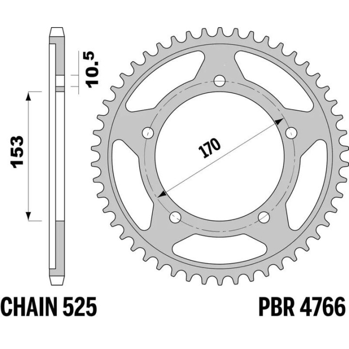 Kit chaîne EK/PBR 525 ZVX3 - 18/44-118 - Couronne acier standard