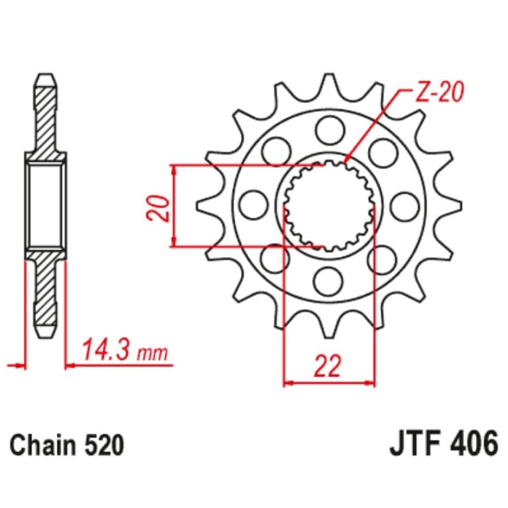 Kit chaîne EK/JT 520SROZ2 16/40 - couronne standard
