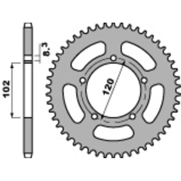 Kit chaîne EK/PBR 420 SH - 12/47-122 - Couronne acier standard
