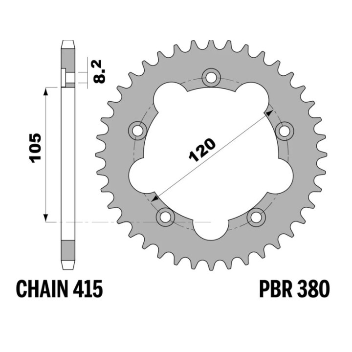 Kit chaîne EK/PBR 415 RR - 13/40-110 - Couronne acier standard