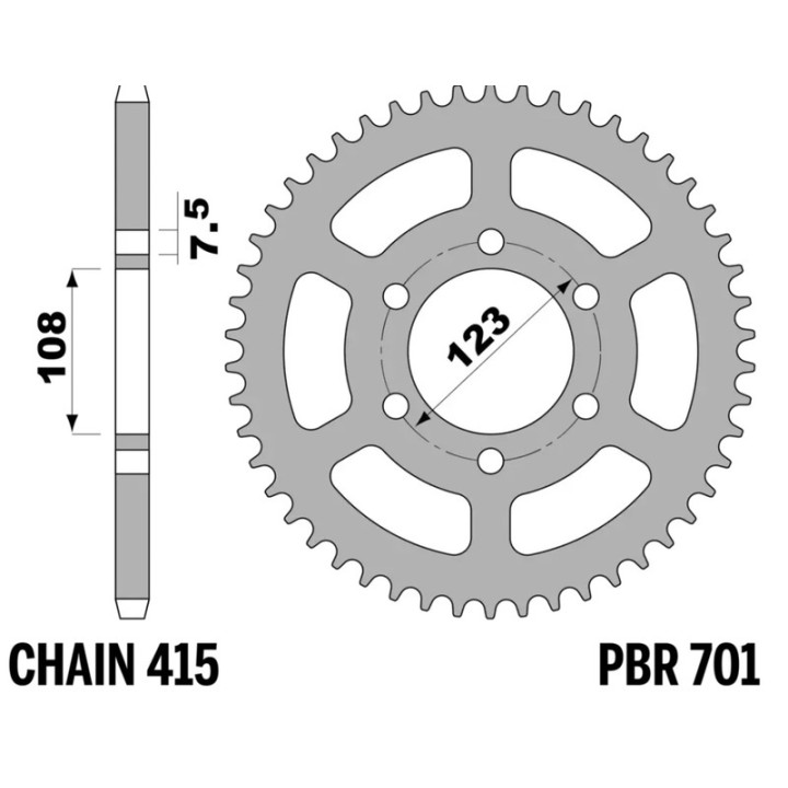 Kit chaîne EK/PBR 415 RR - 13/50-126 - Couronne acier standard