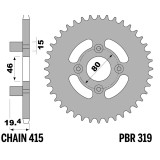 Kit chaîne EK/PBR 415 RR - 11/46-122 - Couronne acier standard