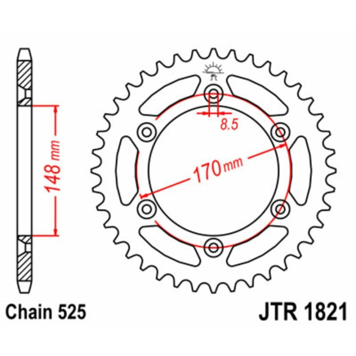 Kit chaîne EK/JT 525SRX2 15/47 - couronne standard