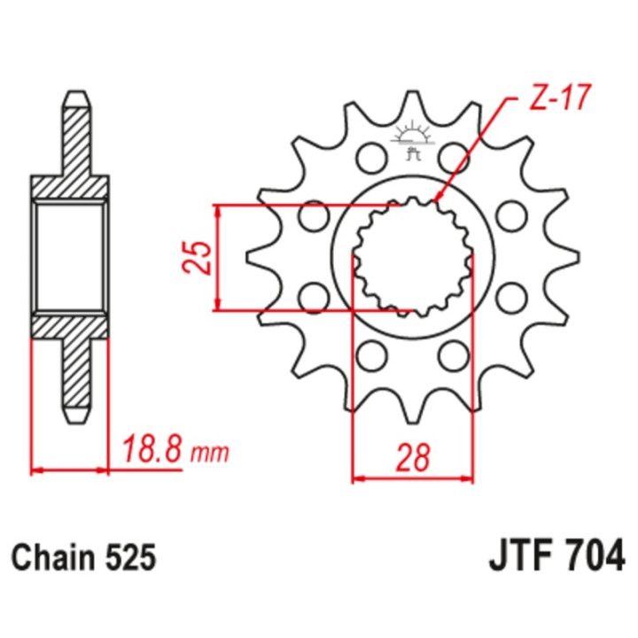 Kit chaîne EK/JT 525SRX2 16/40 - couronne standard