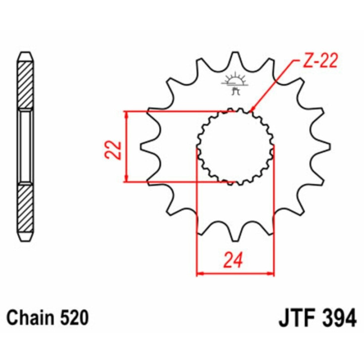 Kit chaîne EK/JT 520ZVX3 14/40 - couronne standard