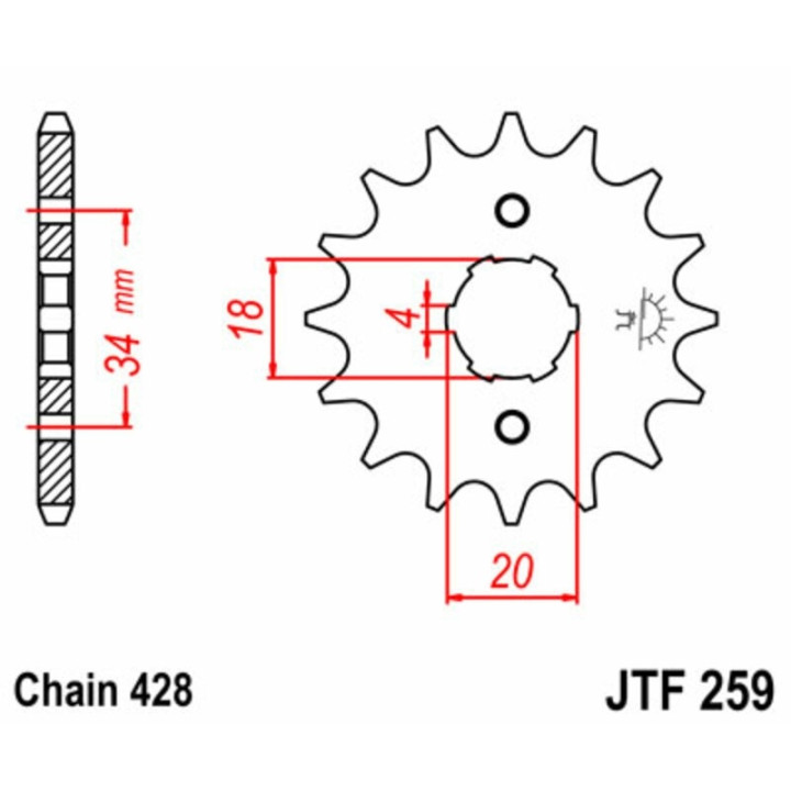 Kit chaîne EK/JT 428ZVX 14/47 - couronne standard