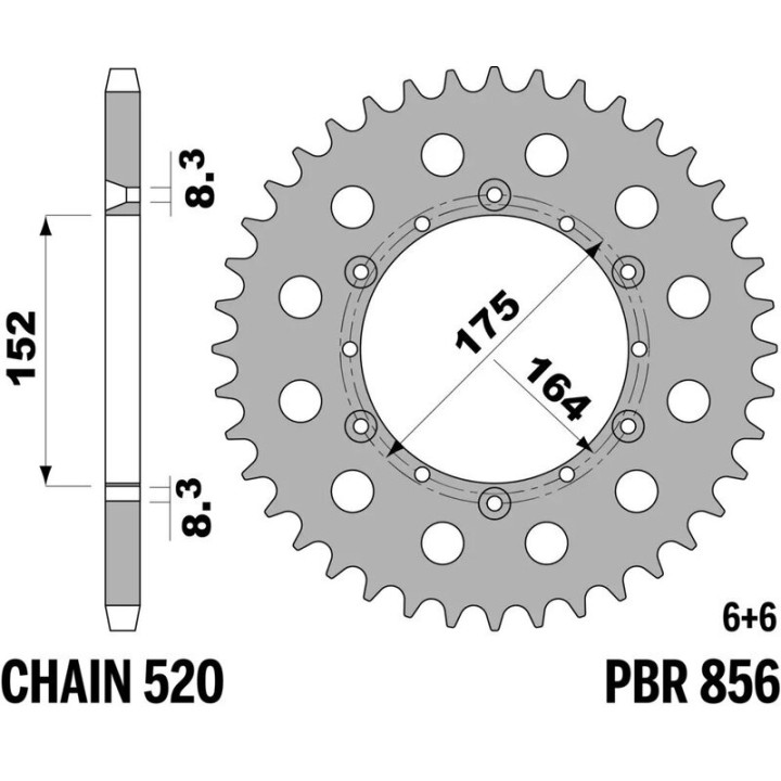 Kit chaîne EK/PBR 520 SRX2 - 14/41-104 - Couronne acier standard