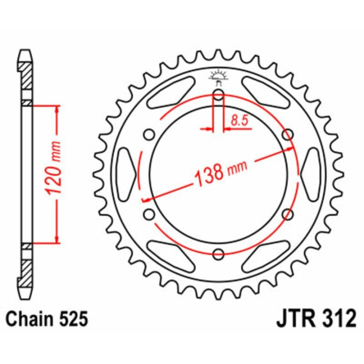 Kit chaîne EK/JT 525SRX2 15/40 - couronne standard