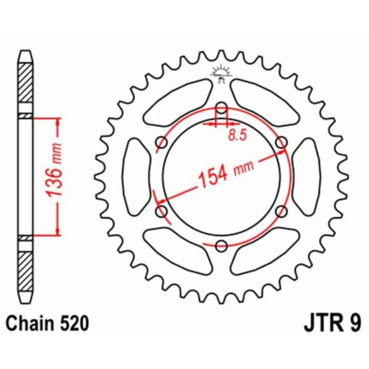 Kit chaîne EK/JT 520ZVX3 16/47 - couronne standard