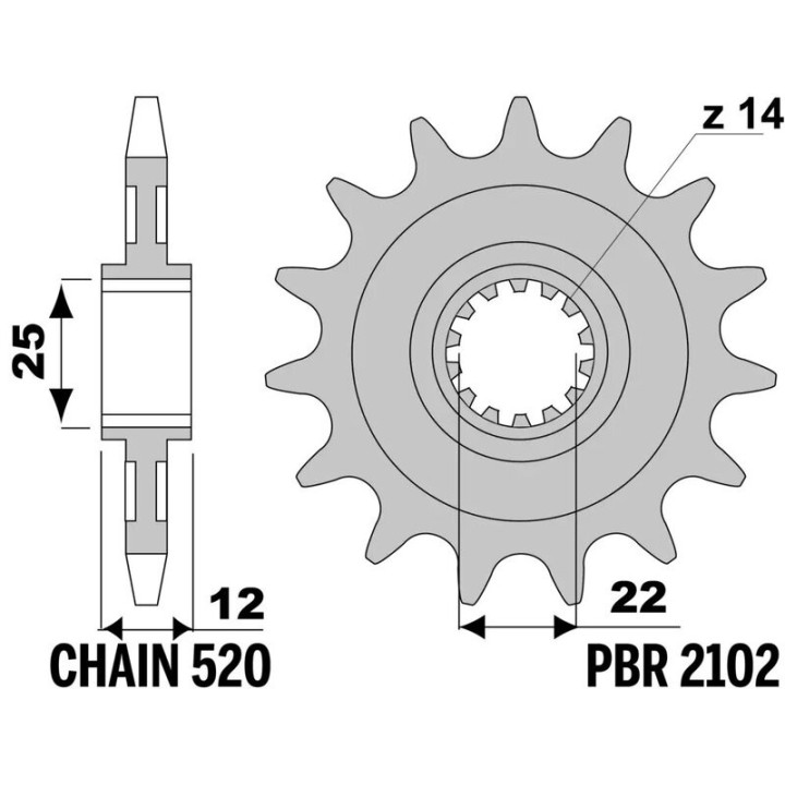 Kit chaîne EK/PBR 520 SRX2 - 13/49-114 - Couronne acier standard