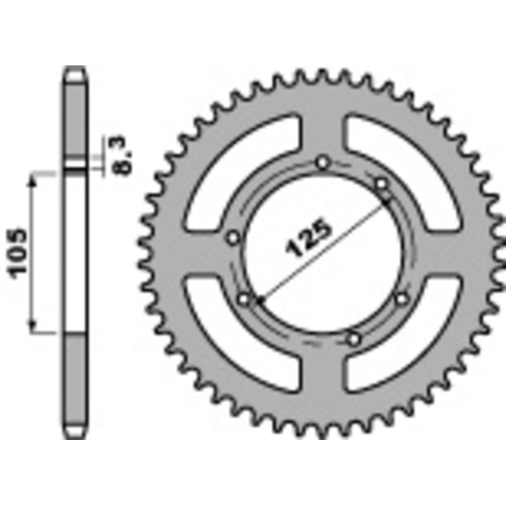 Kit chaîne EK/PBR 428 ZVX - 14/50-128 - Couronne acier standard
