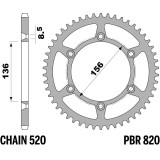 Kit chaîne EK/PBR 520 MRD7 - 13/50-116 - Couronne acier standard