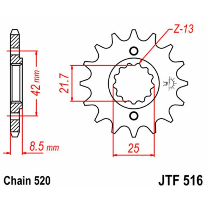 Kit chaîne EK/JT 520SRX2 14/43 - couronne standard