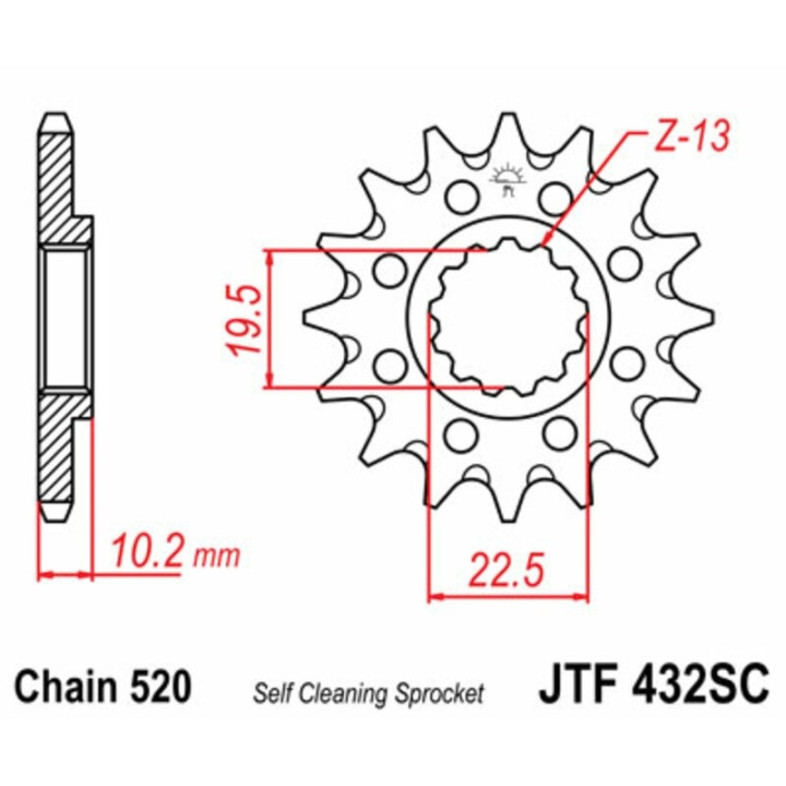 Kit chaîne EK/JT 520SRX2 14/43 - couronne standard