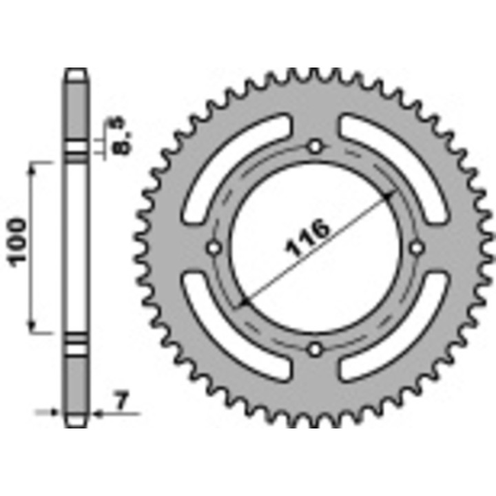 Kit chaîne EK/PBR 428 SHDR - 14/50-120 - Couronne acier standard