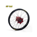 Roue arrière complète haan wheels 17x5,00x36t jante noir/moyeu rouge/rayons argent/têtes de rayons argent 1076044002