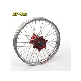 Roue arrière complète haan wheels 19x2,15x36t jante argent/moyeu rouge/rayons argent/têtes de rayons argent
