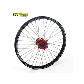 Roue avant complète haan wheels a60 21x1,60x36t jante noir/moyeu rouge/rayons argent/têtes de rayons argent 1076686003